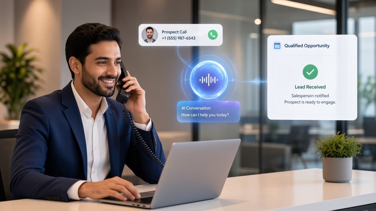 Salesperson receiving a qualified opportunity after an AI sales conversation
